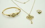 Schmuckset mit Peridot, victorianisch um 1900