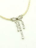 SchleifenCollier, Platin/ Diamanten und Perlen