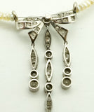 SchleifenCollier, Platin/ Diamanten und Perlen