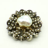 historische Brosche mit Barockperle und Diamanten