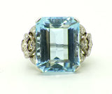 Platinring mit leuchtend blauem Aquamarin, um 1920