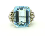 Platinring mit leuchtend blauem Aquamarin, um 1920