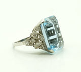 Platinring mit leuchtend blauem Aquamarin, um 1920