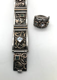 Set aus Armband und Ring, Silber mit Topas, Deutschland