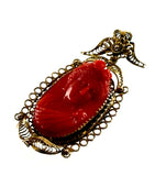 Antiker Anhänger aus Goldfiligran mit KorallenCamee, um 1830