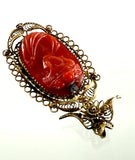 Antiker Anhänger aus Goldfiligran mit KorallenCamee, um 1830