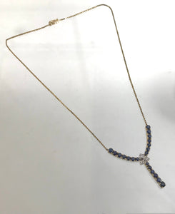 Ausgefallenes Collier mit Saphiren und Diamanten