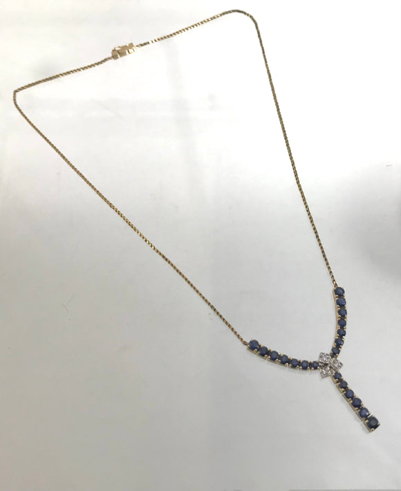 Ausgefallenes Collier mit Saphiren und Diamanten