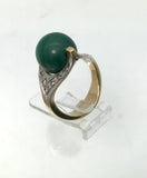 Vintage Ring Gelbgold mit Diamanten und Malachit