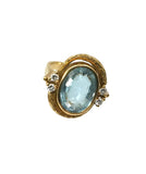Gelbgoldring mit Aquamarin und Diamanten