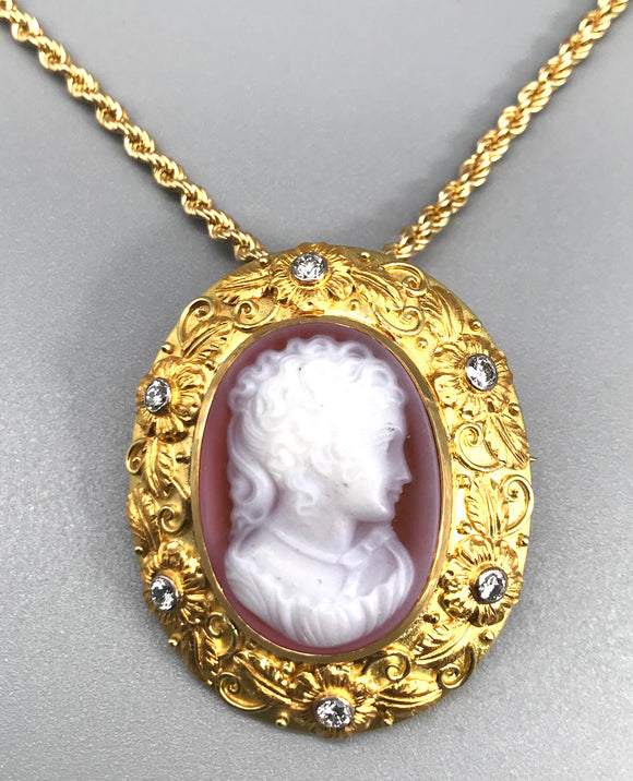 Camee Anhänger/ Brosche mit Kette