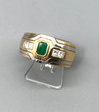 Bicolor Ring mit Smaragd und Diamanten