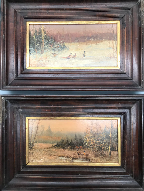 Gemäldepaar „Fasane im Wald“, W. Lorenz
