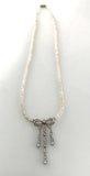 SchleifenCollier, Platin/ Diamanten und Perlen