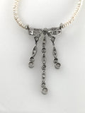 SchleifenCollier, Platin/ Diamanten und Perlen