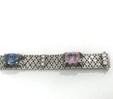 Armband mit farbigen Edelsteinen und Diamanten, 750er Weißgold