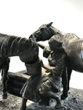 Pferde an der Tränke, Bronze um 1900
