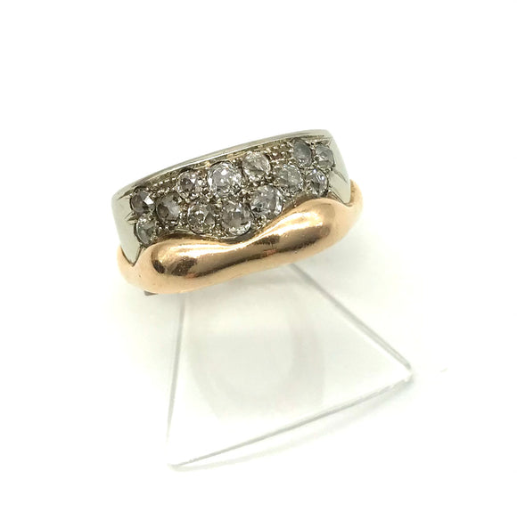 Extravaganter Bicolor Ring mit Altschliffdiamanten